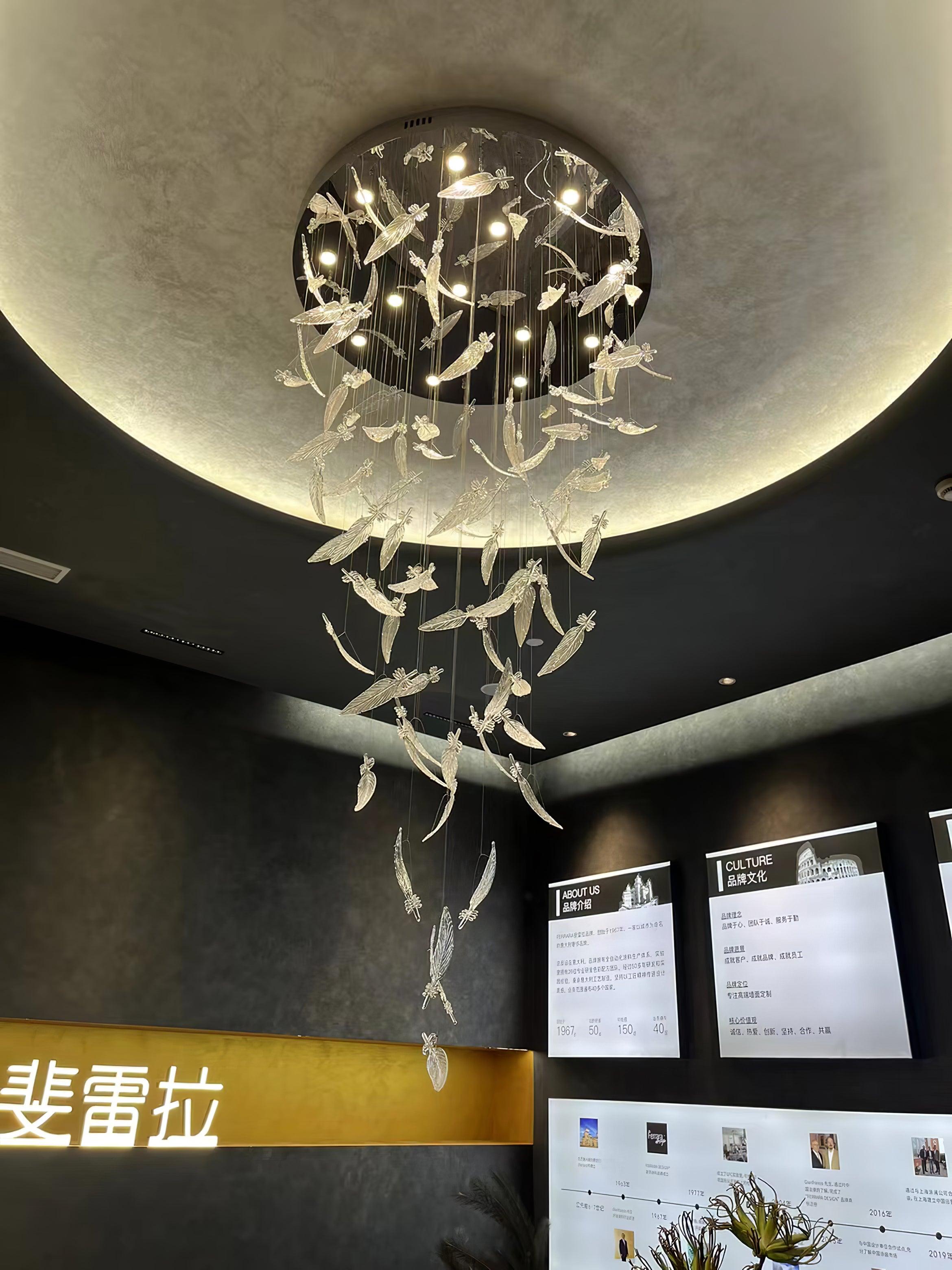 Glass Feathers Chandelier